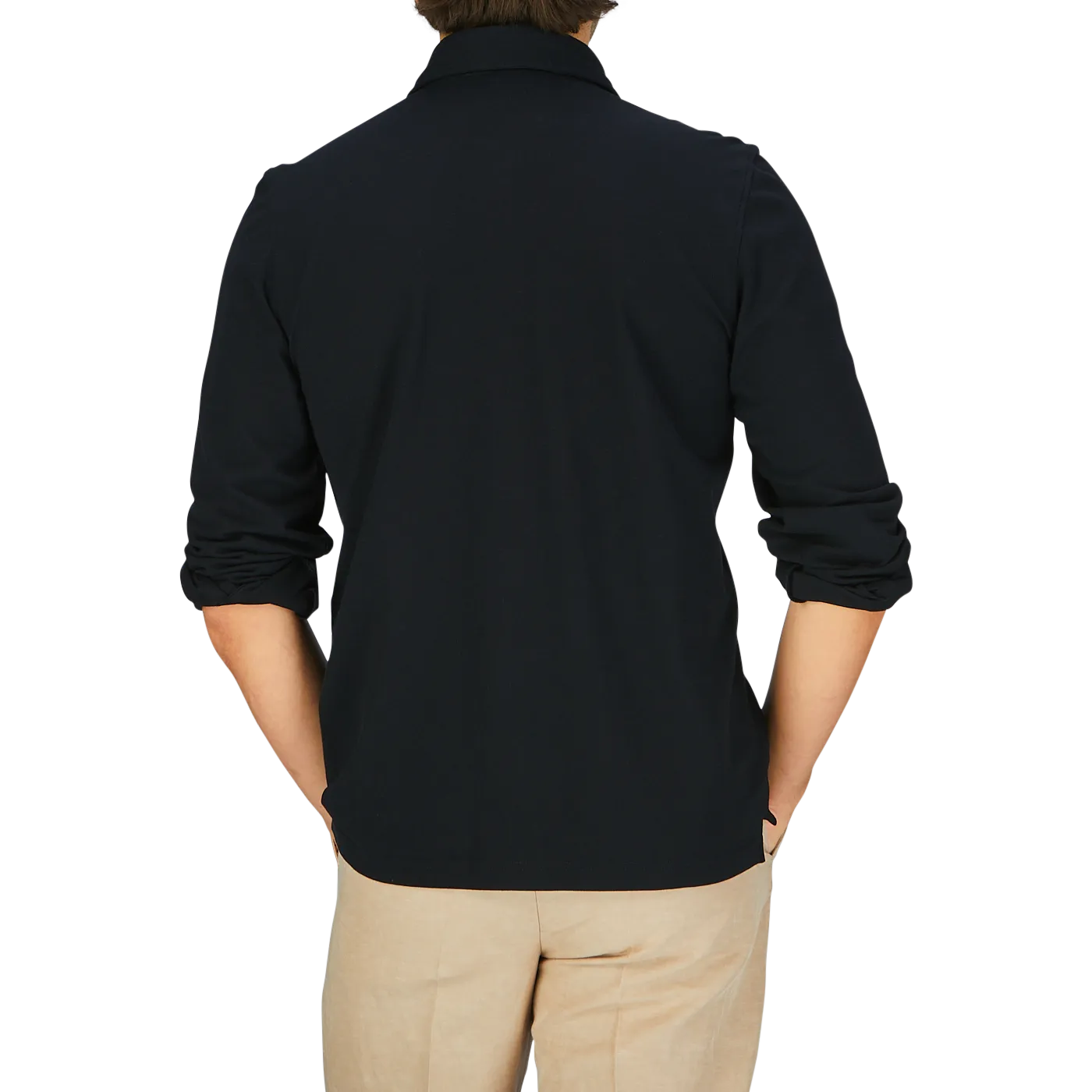 Black Cotton Jersey Popover Shirt