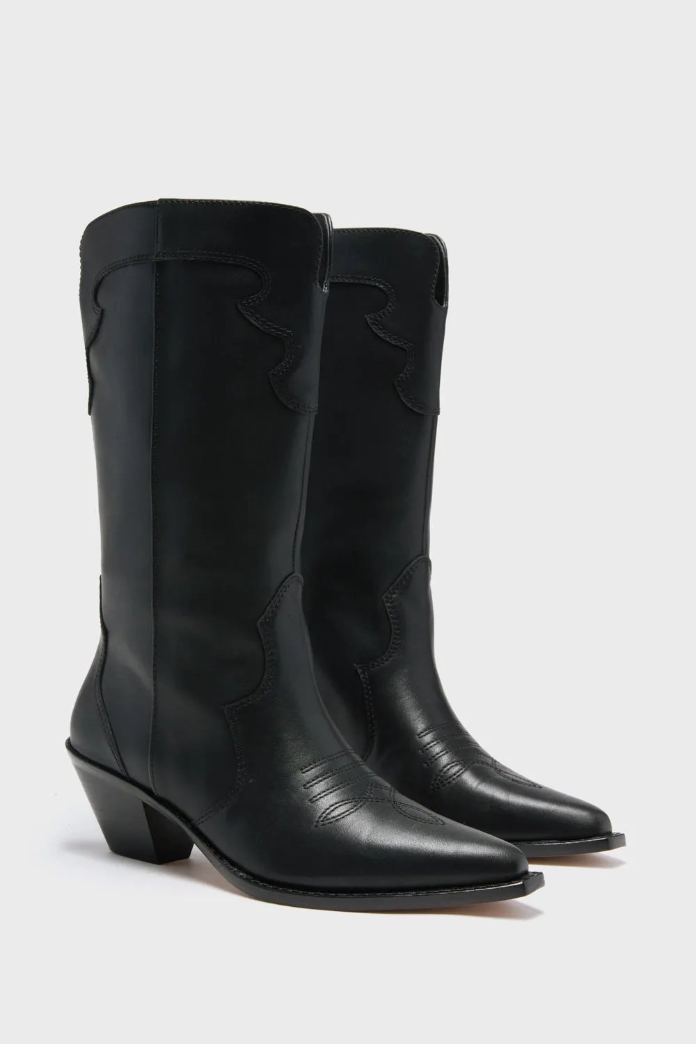 Black Leather Wilson Cowboy Boots