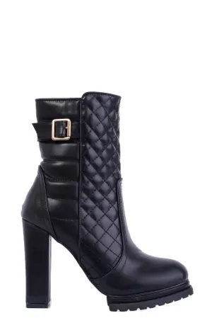 Black Quilted Tractor Boots