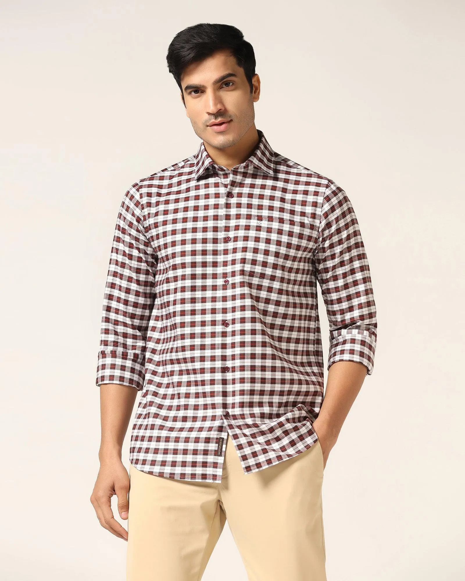 Casual Brown Check Shirt - Ruby