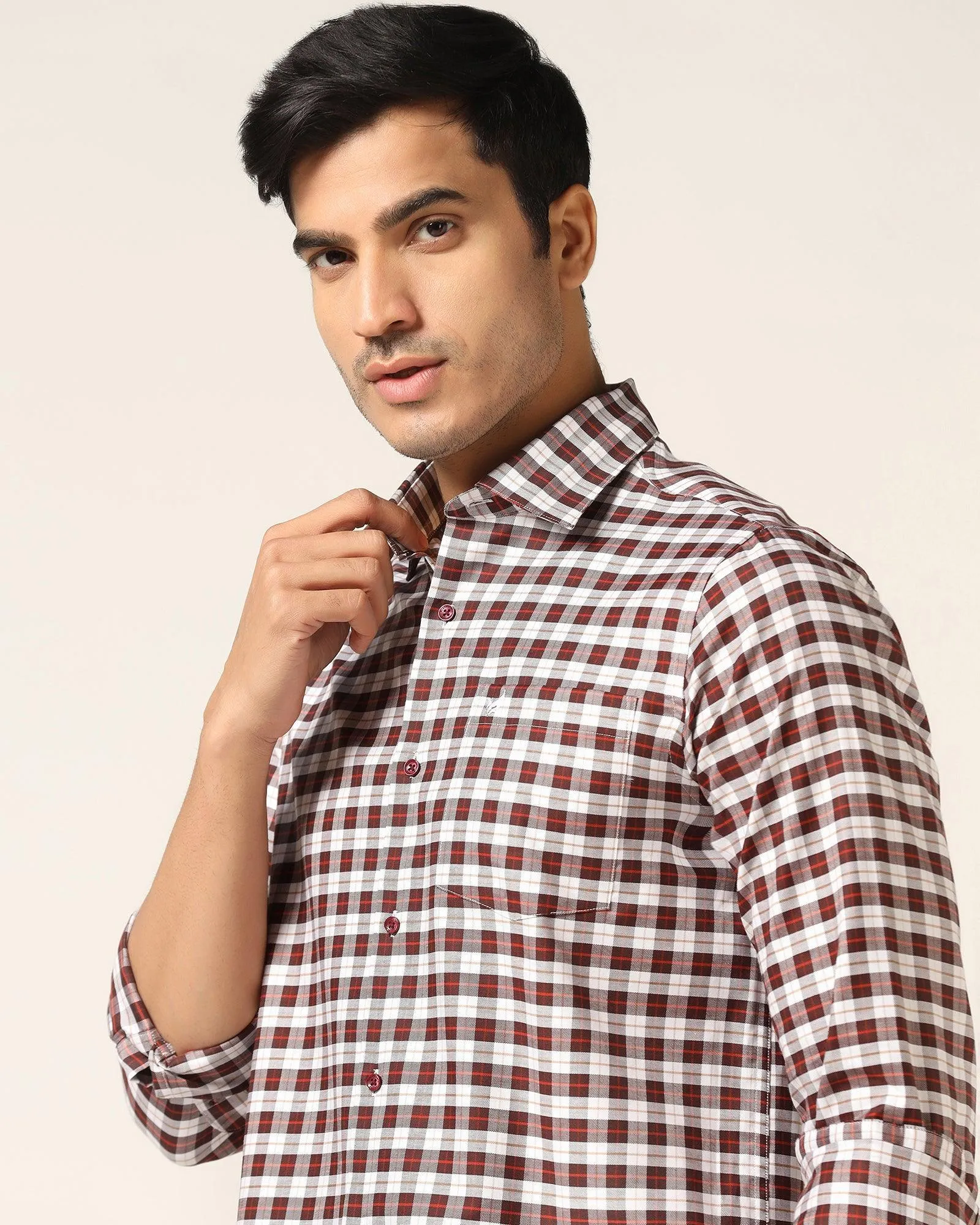 Casual Brown Check Shirt - Ruby