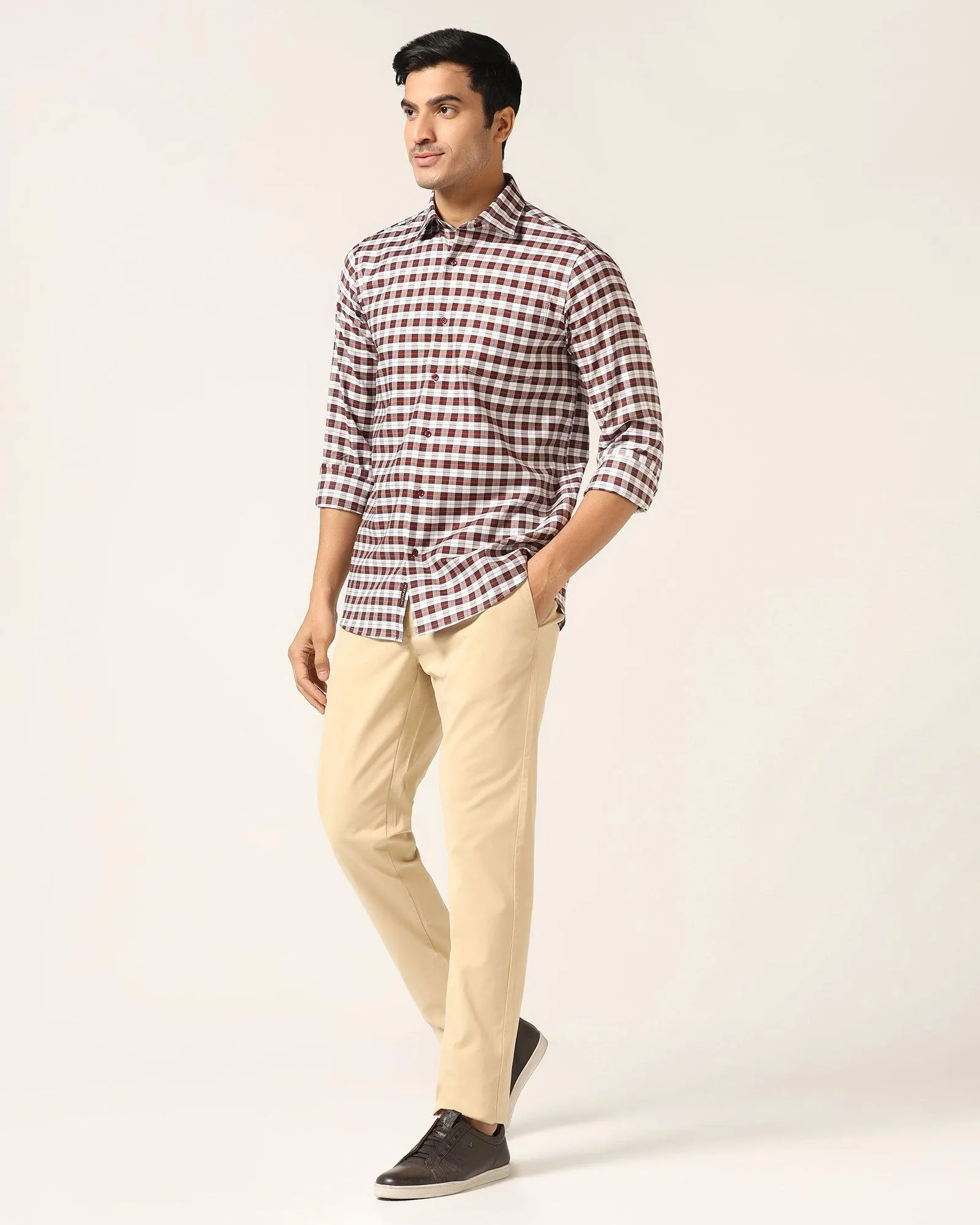 Casual Brown Check Shirt - Ruby