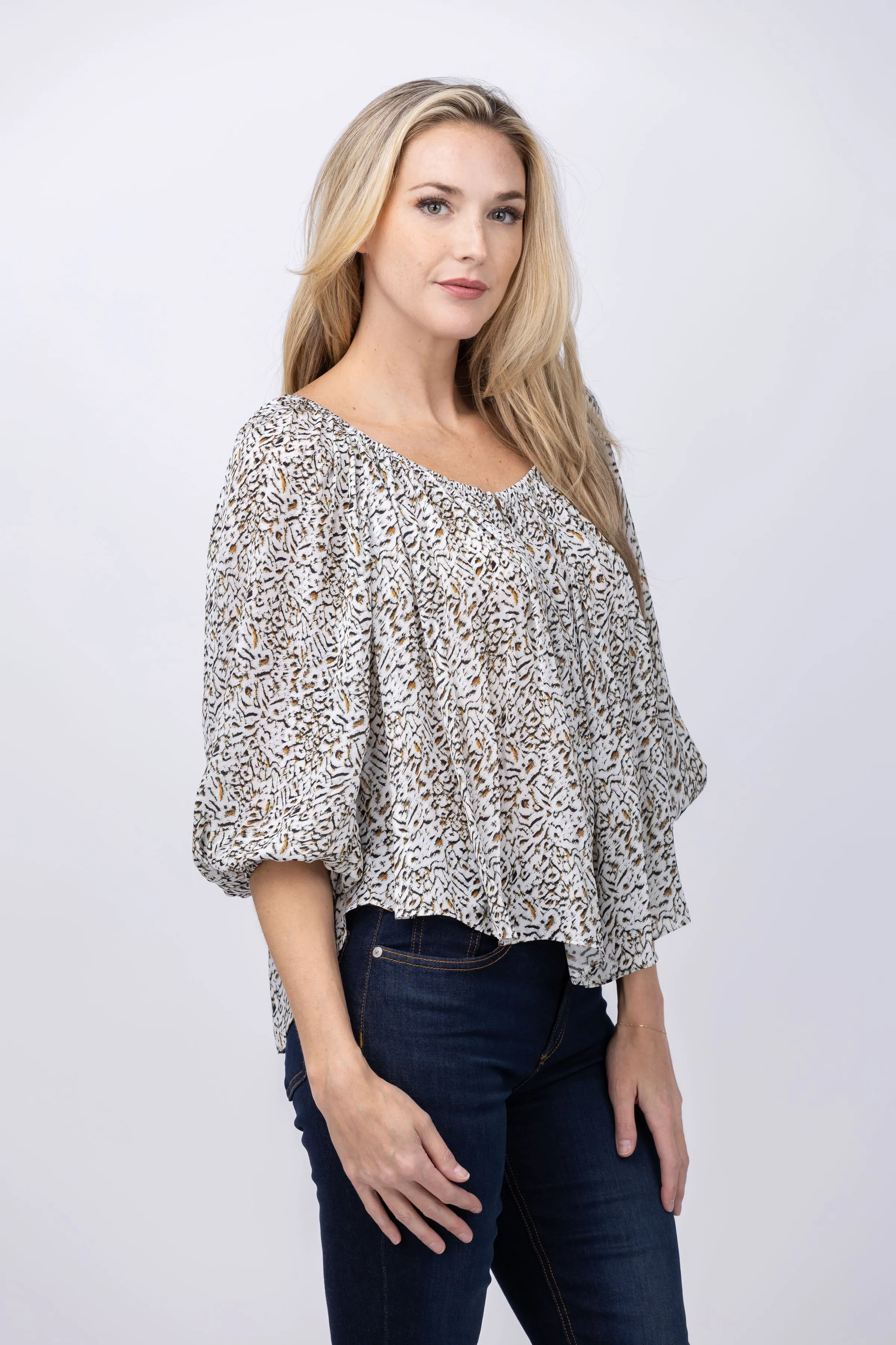 IRO Tannie Blouse in Camel/White