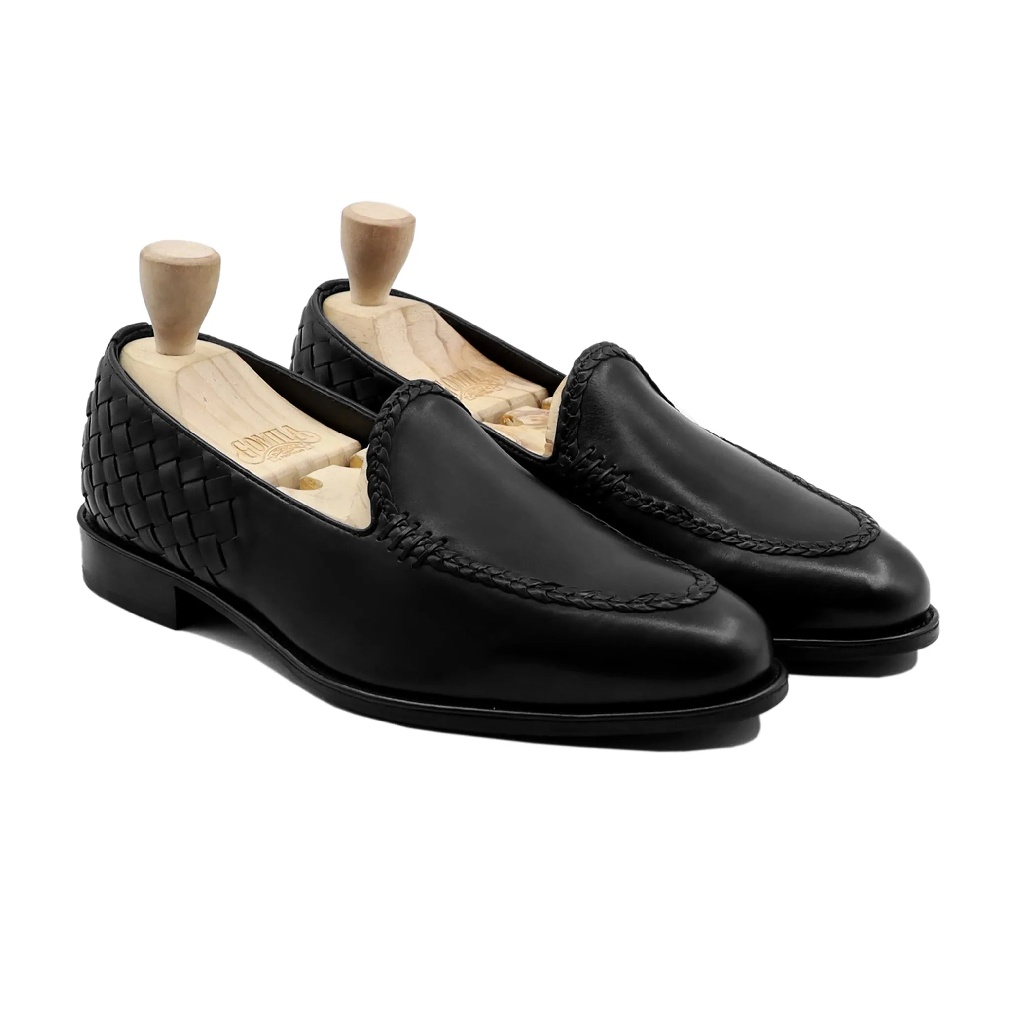 Ivanovic - Men's Black Calf and Hand Woven Calf Leather Loafer