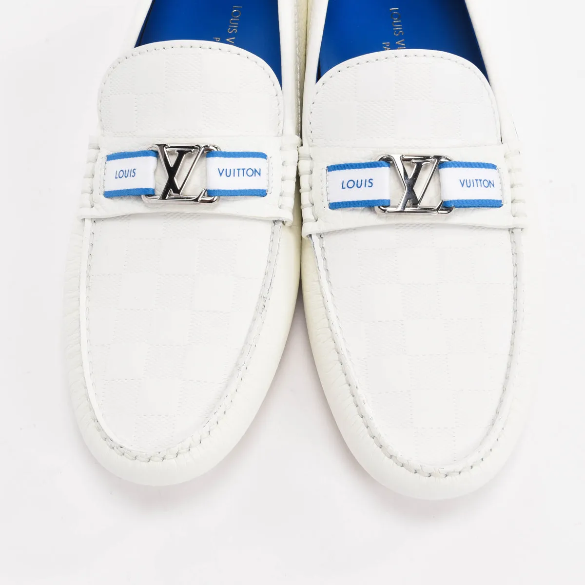 Louis Vuitton White Damier Infini Hockenheim Loafers UK 7.5