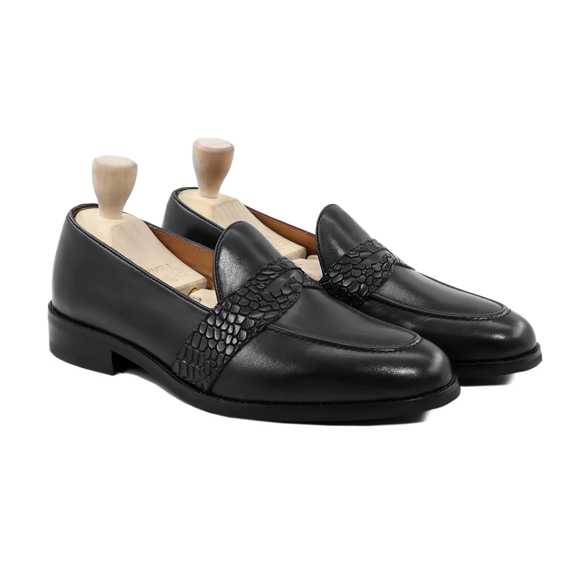 Mehen - Men's Black Calf Leather Loafer