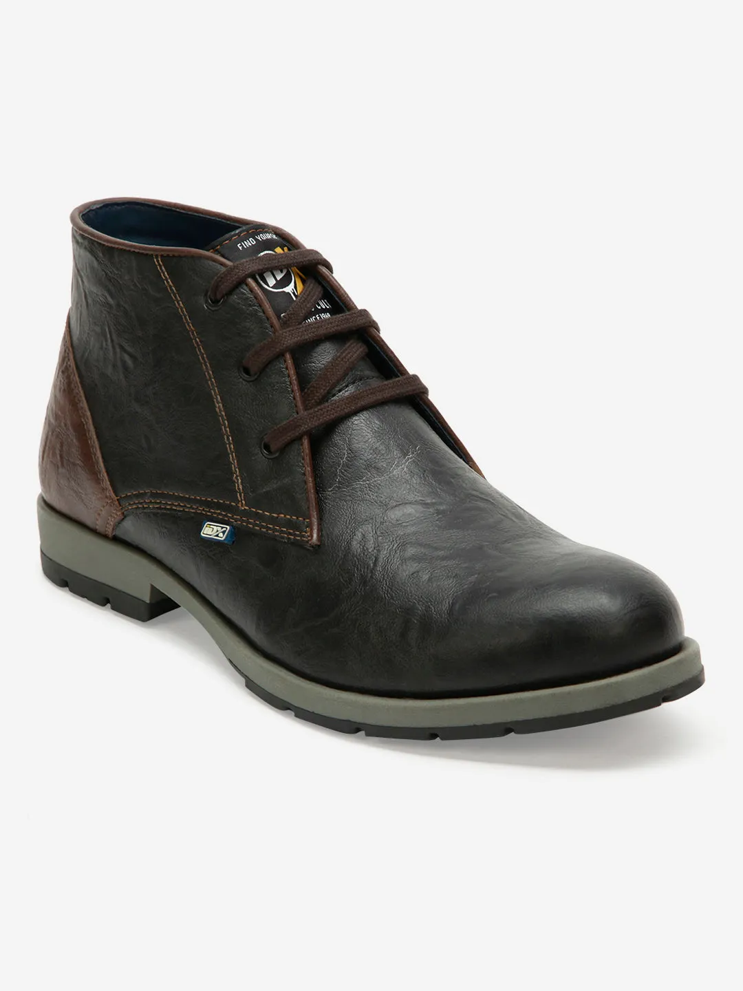 Men's Charcoal Black Round Toe Boot (IX1020)