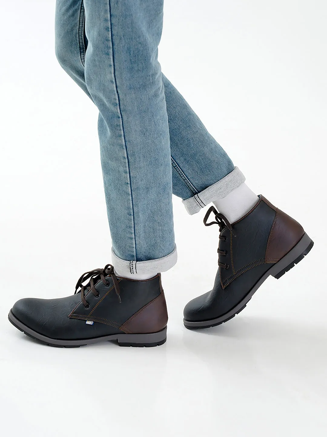 Men's Charcoal Black Round Toe Boot (IX1020)