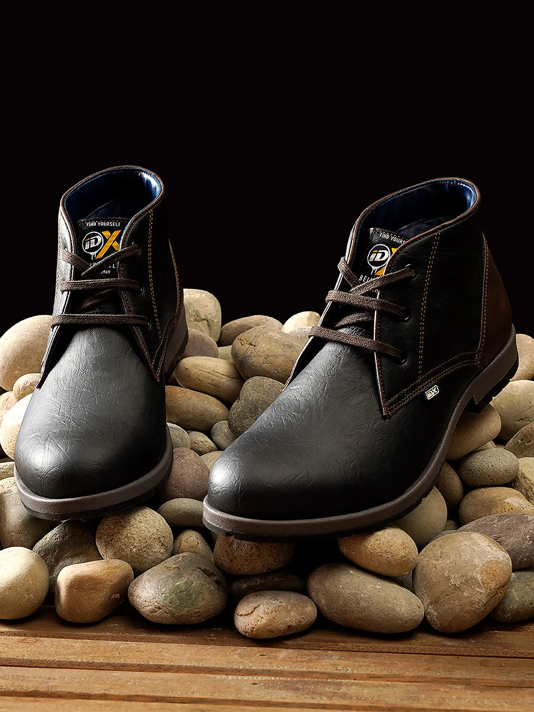 Men's Charcoal Black Round Toe Boot (IX1020)