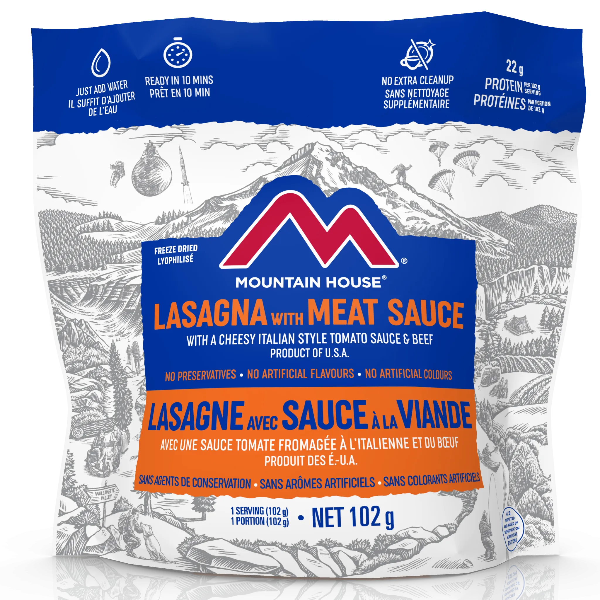 Mountain House Lasagna with Meat Sauce Pouch - One Serving