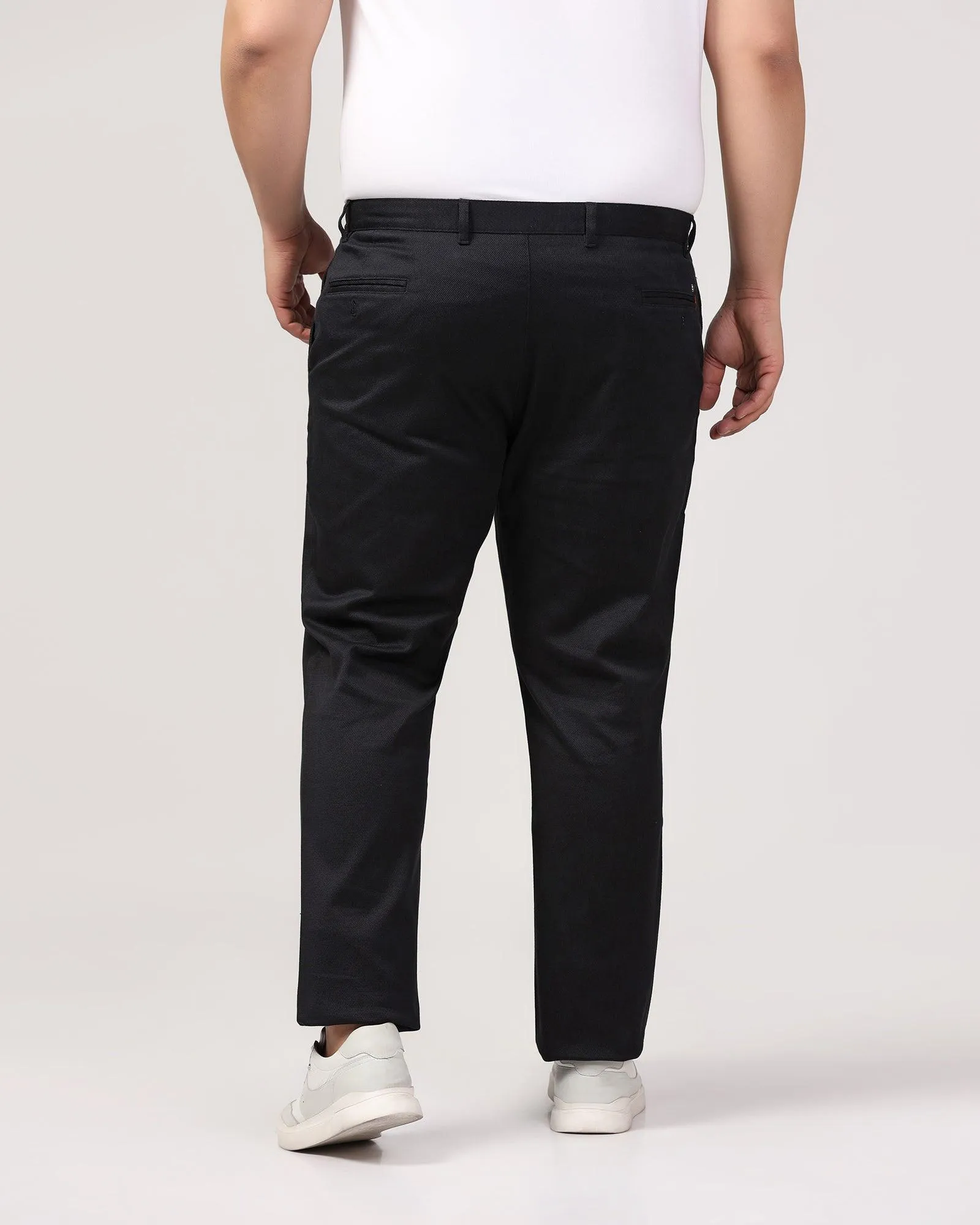 Must Haves Slim Comfort B-95 Casual Black Solid Khakis - Kimon