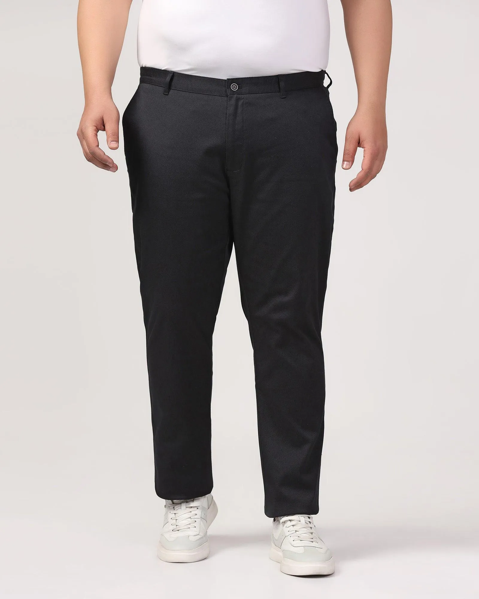 Must Haves Slim Comfort B-95 Casual Black Solid Khakis - Kimon