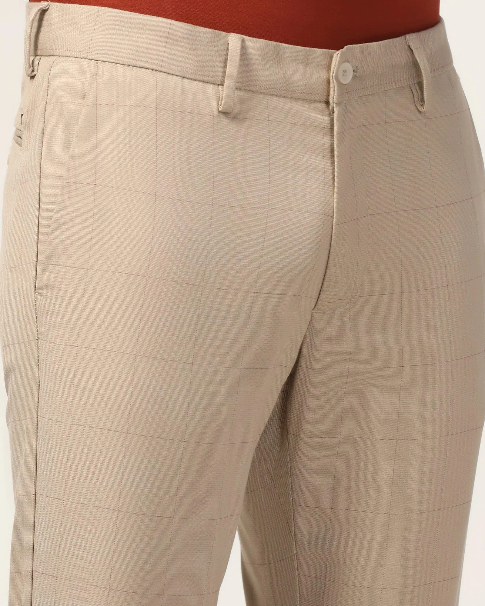 Slim Comfort B-95 Casual Beige Check Khakis - Gap