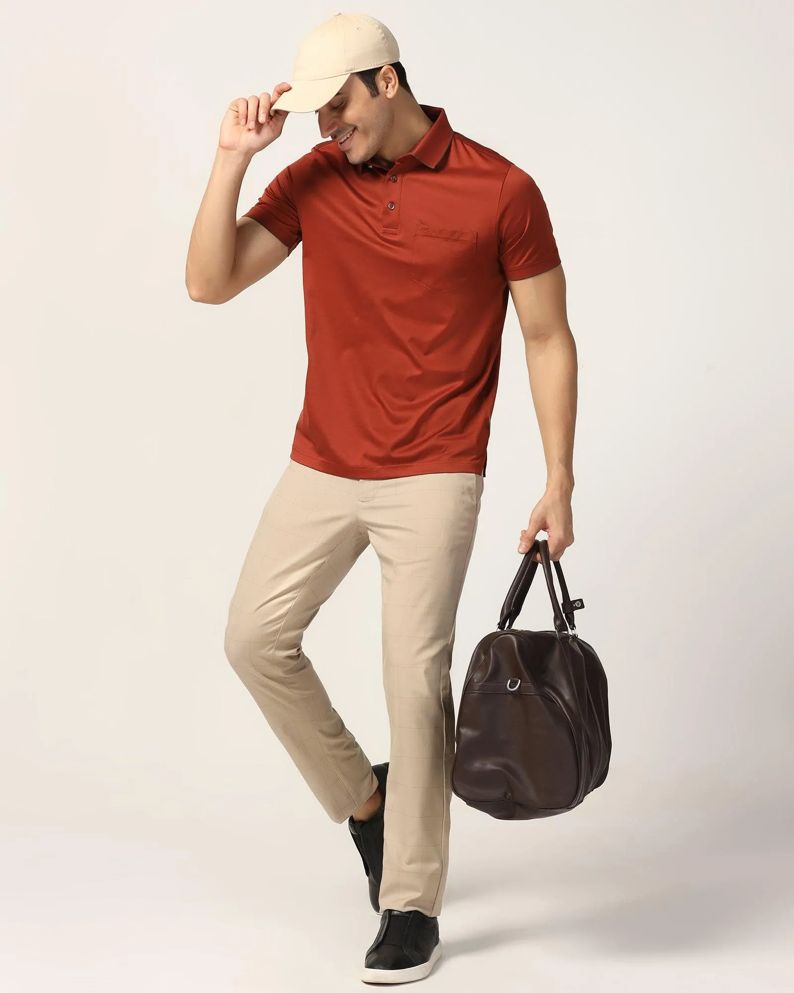 Slim Comfort B-95 Casual Beige Check Khakis - Gap