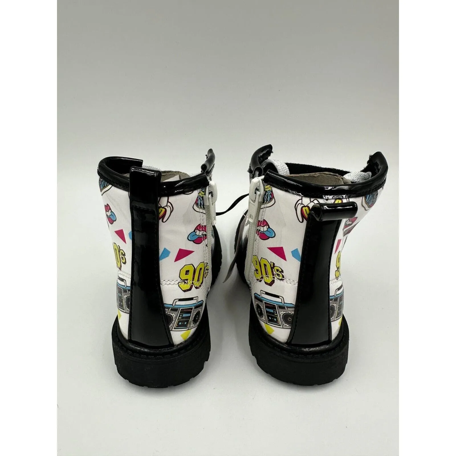 Small Kid Size 6, White 90s print Rain Boot