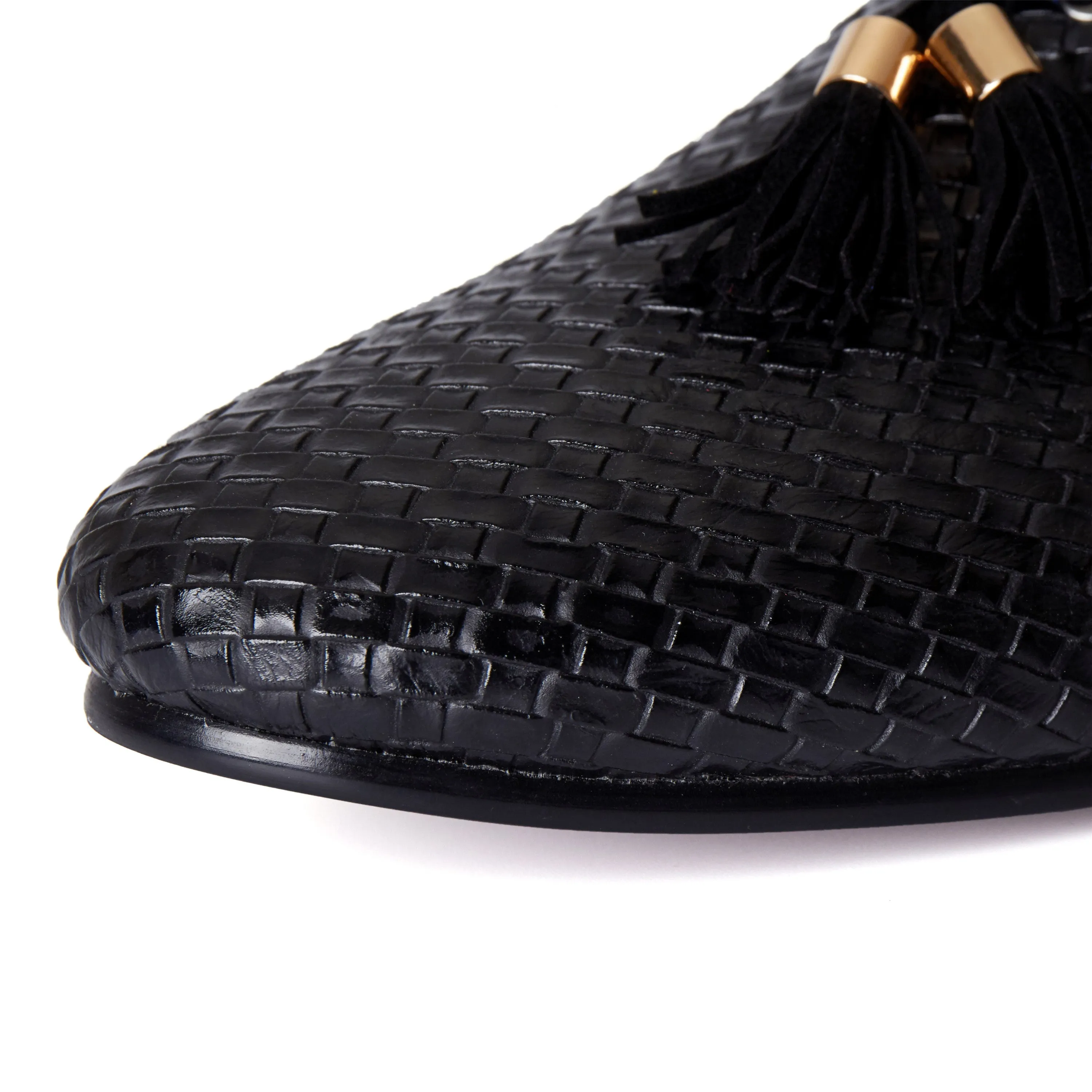 Tasseled Braided Woven Leather Men Loafers Shoes