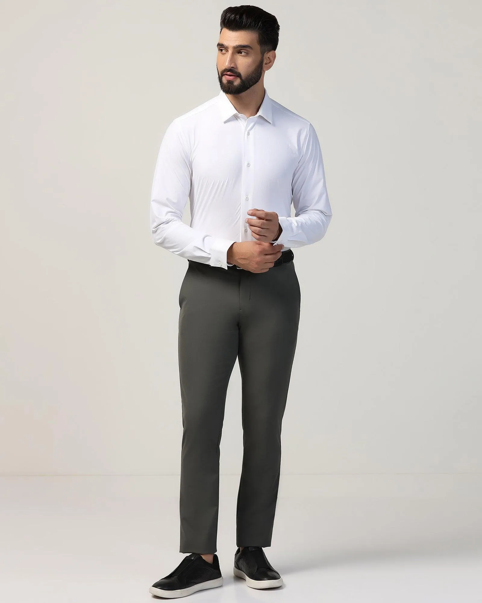 TechPro Slim Fit B-91 Formal Olive Solid Trouser - Ashley