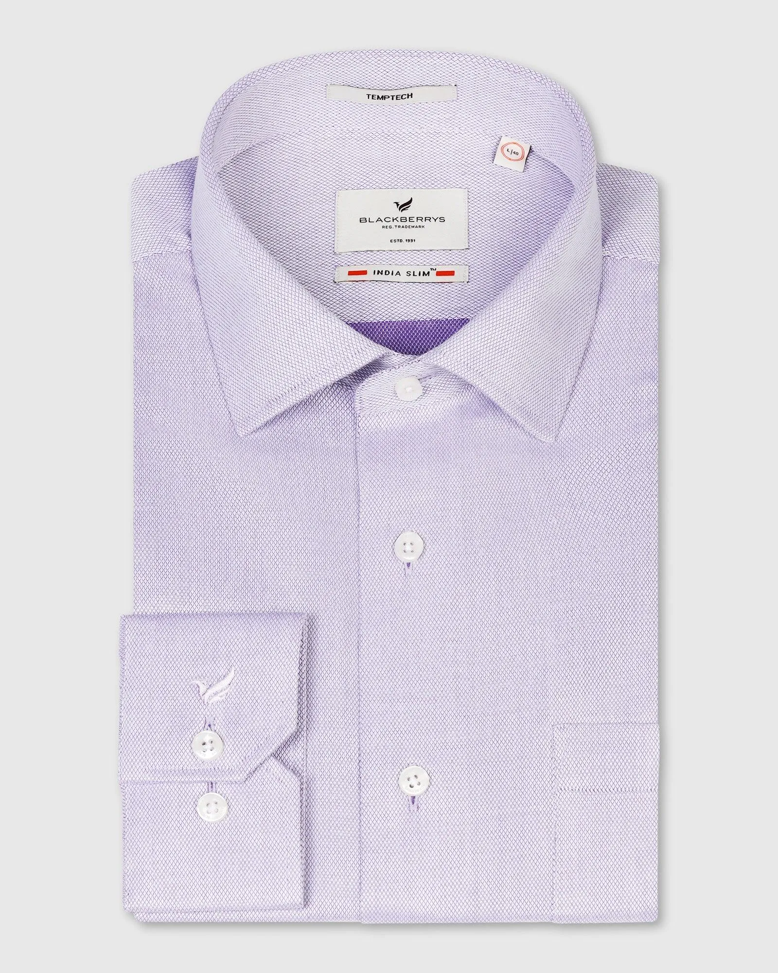 Temp Tech Formal Purple Textured Shirt - Shalom