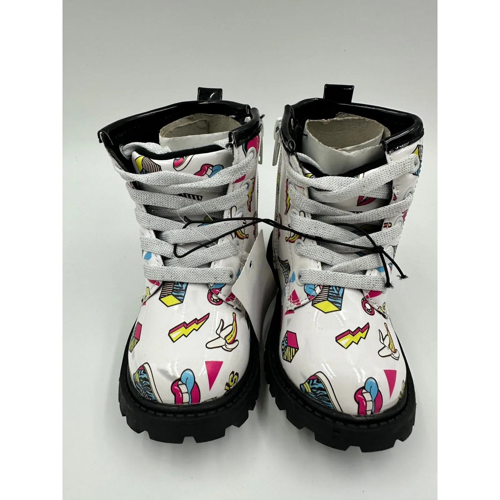 Toddler Size 6, White with a 90s Retro Print Rain Boot