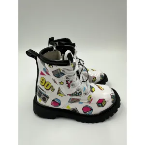 Toddler Size 6, White with a 90s Retro Print Rain Boot