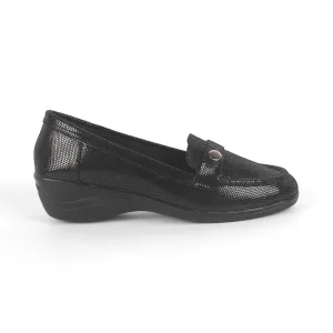 Tresmode Marcoval Black Women's Dress Wedge Loafers