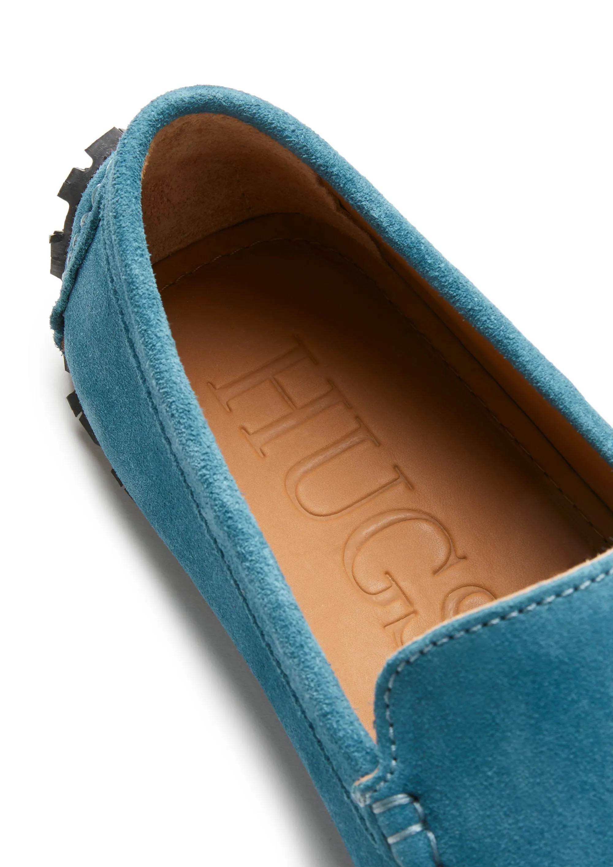 Tyre Sole Driving Loafers, petrol blue suede