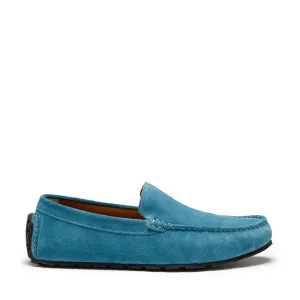 Tyre Sole Driving Loafers, petrol blue suede