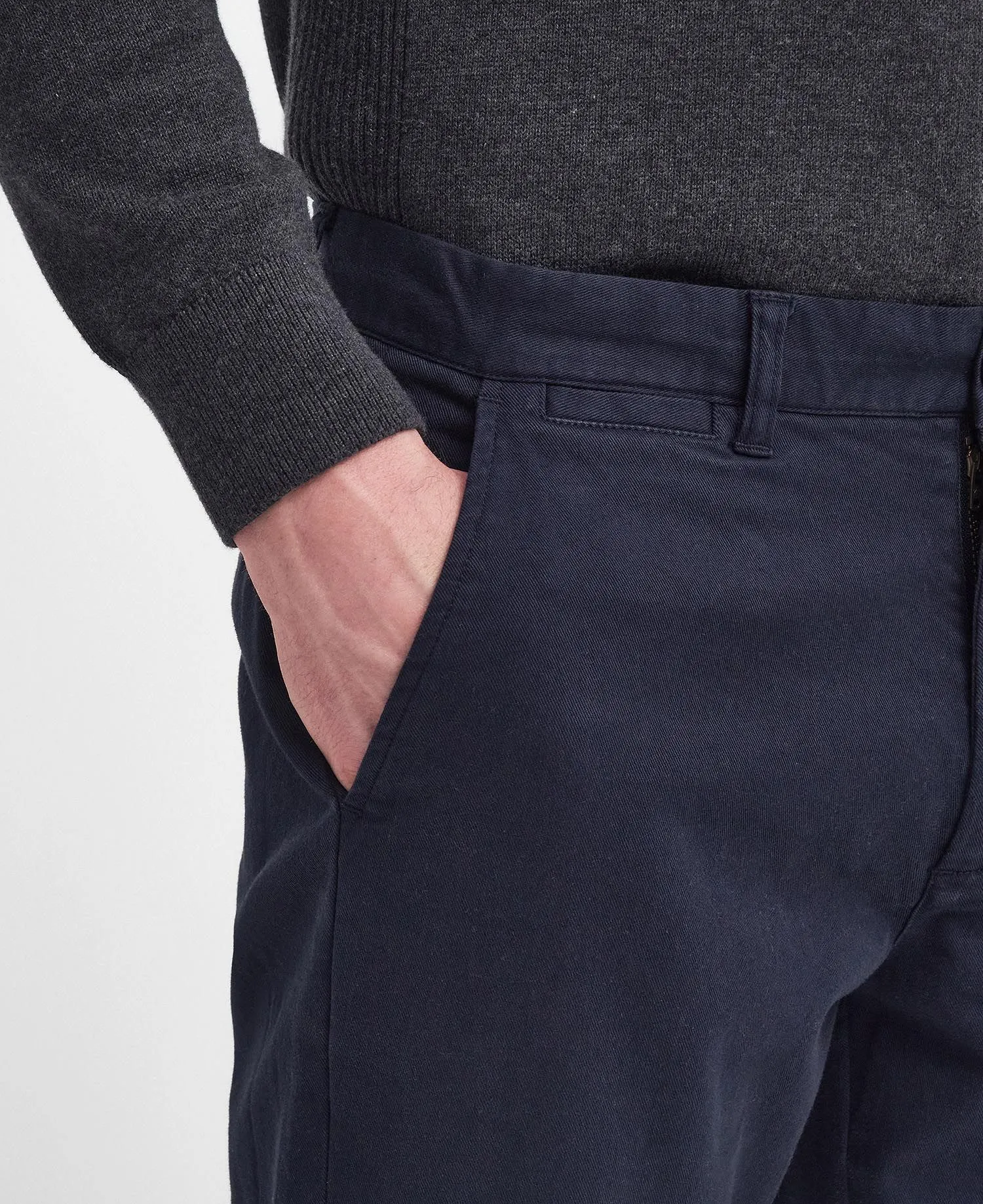 Washed Stretch Twill Tailored Fit Trouser - Dark Navy